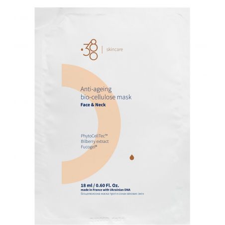 Біоцелюлозна маска для обличчя та шиї проти вікових змін 380 Skincare Anti-ageing Bio-cellulose Mask