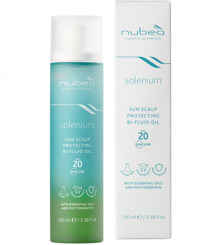 Двофазний захисний флюїд для скальпу SPF20 Nubea Solenium Sun Scalp Protecting Bi-fluid Oil SPF20